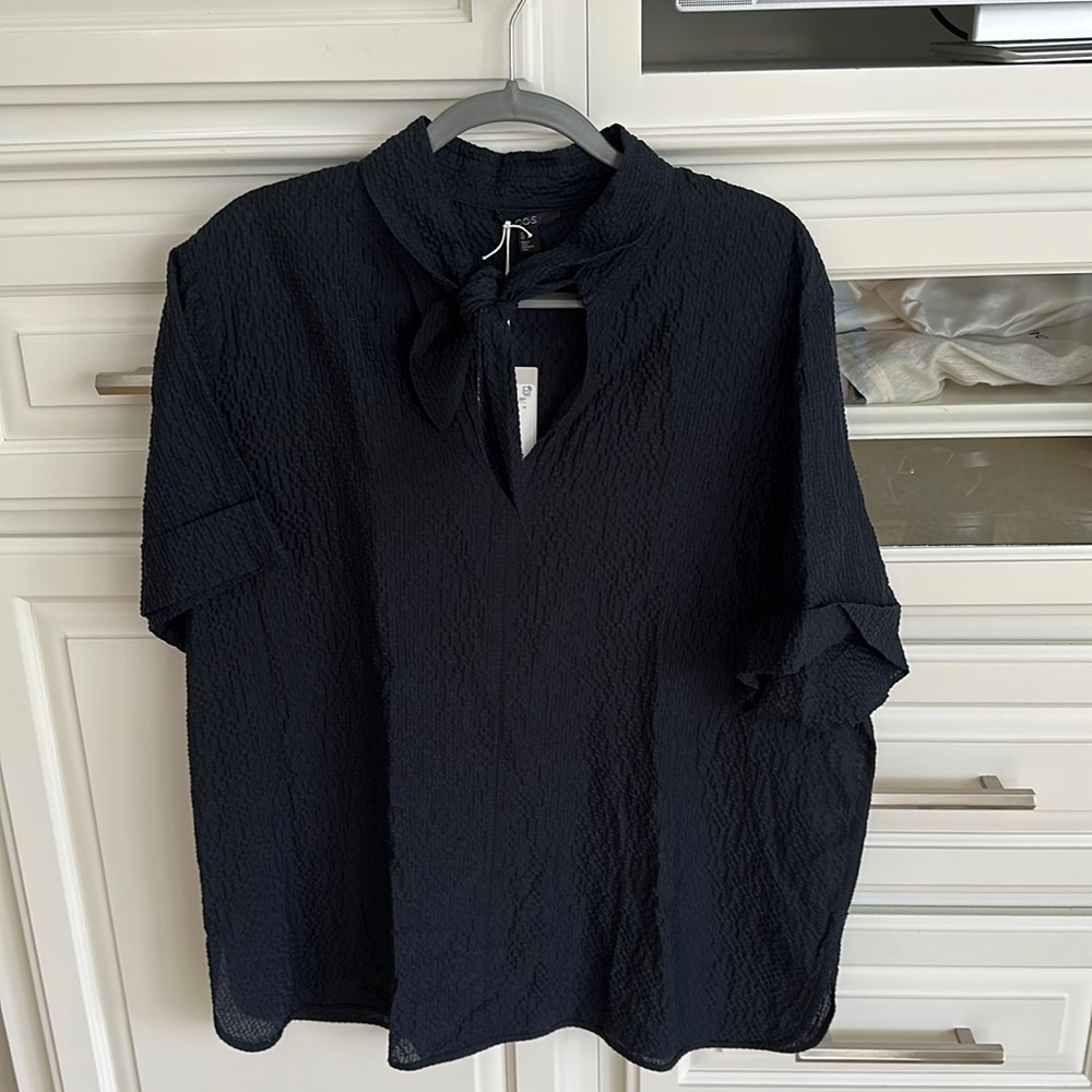 COS navy blouse crinkle fabric brand new tag attached